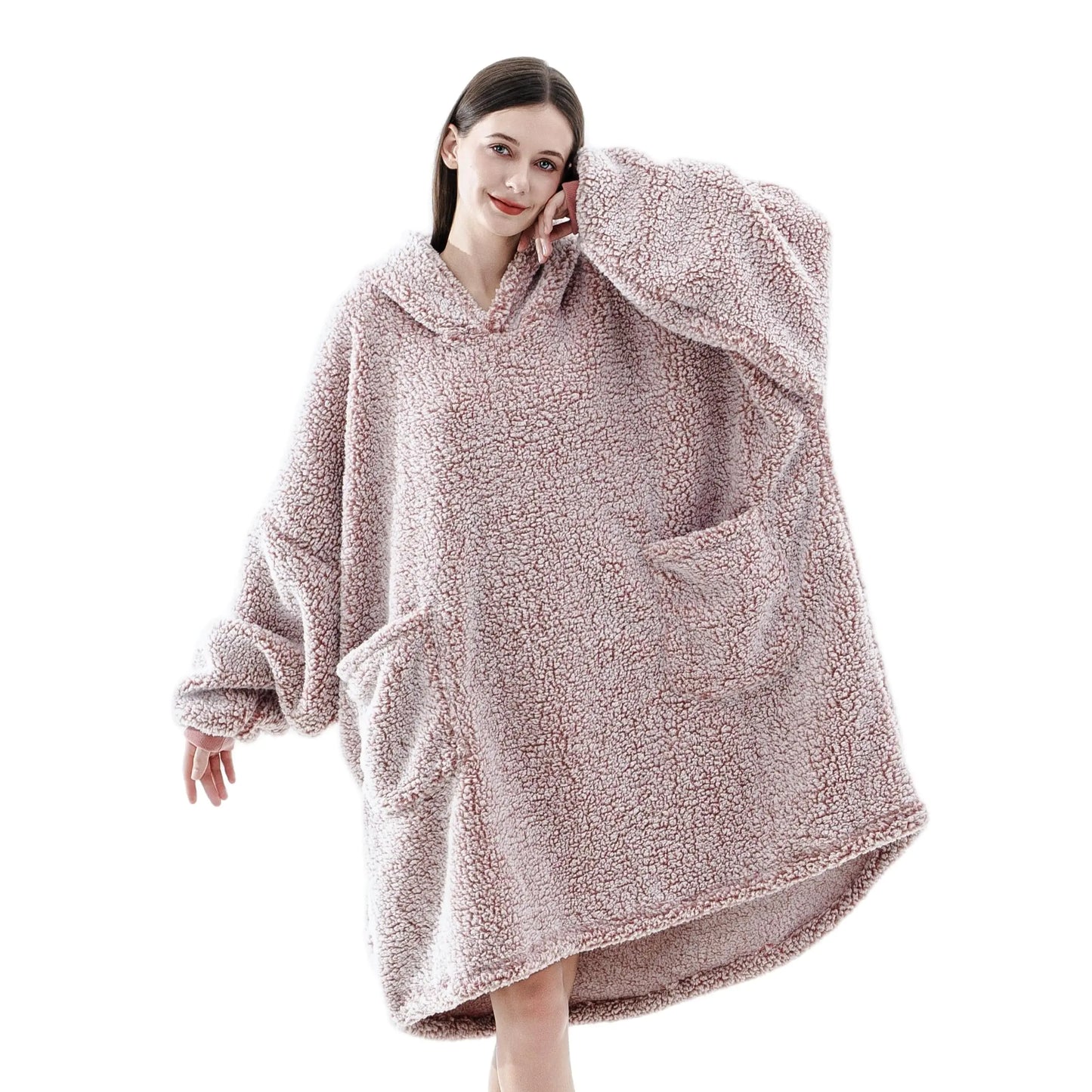 FarryFazzy Sherpa Wearable Blanket Hoodie Gifts for Women Cozy Warm Oversized Hoodie